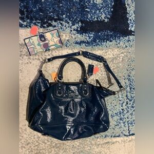 Coach Shimmering Blue Patent Leather Shoulder Bag